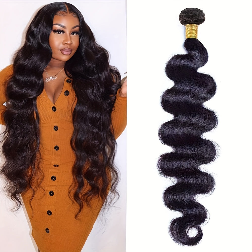 1 bundles Natural Black Brazilian Remy Human Hair Extensions for Women - Body Wave Hair Bundles with Long-Lasting Shine and Luster