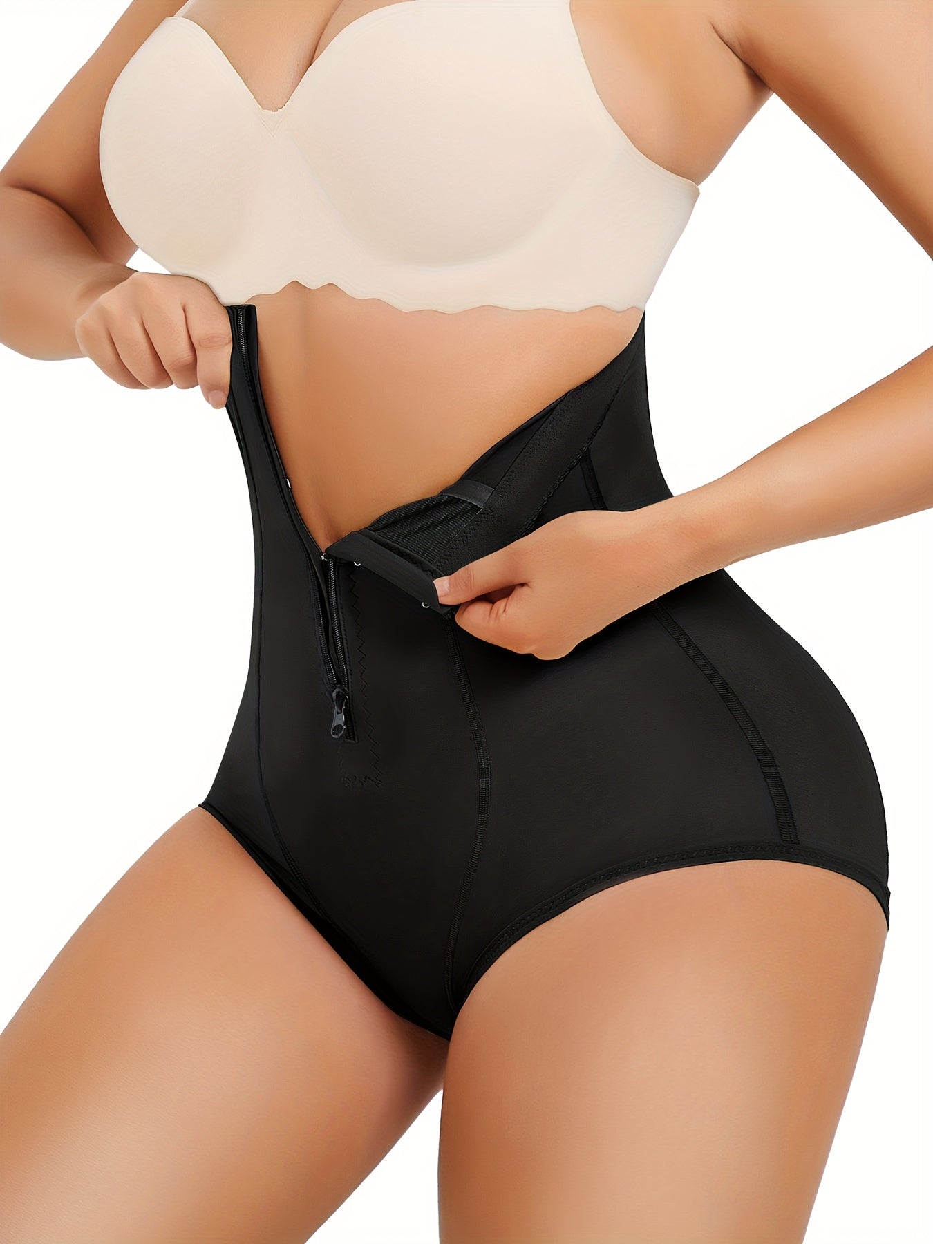 High Waist Shaping Panties, Tummy Control Compression Zipper Panties To Lift & Shape Buttocks, Women's Underwear & Shapewear