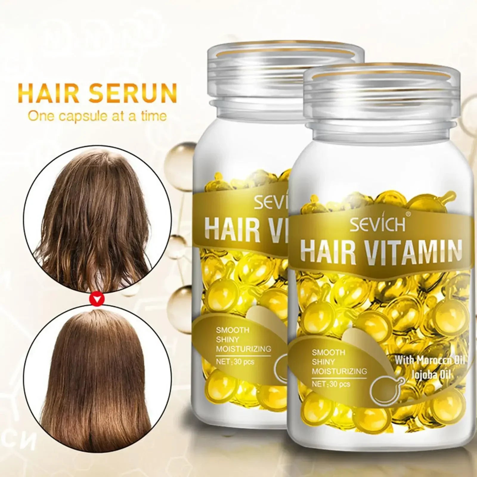 30pcs Hair Vitamin Capsule Oil Smooth Silky Keratin Complex Oil Women Hair Care Natural Extract Treatments Nourish Repair Damage