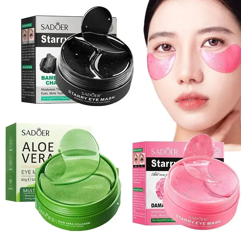 60PCS Eye Masks Bamboo Charcoal Eye Patches Anti Wrinkles Anti Aging Lift Remove Dark Circles Collagen Under Eye Skin Care