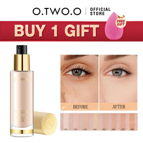 O.TWO.O Liquid Foundation Cream Full Coverage Concealer Whitening Moisturizer 8 Colors Oil-control Waterproof Face Foundation