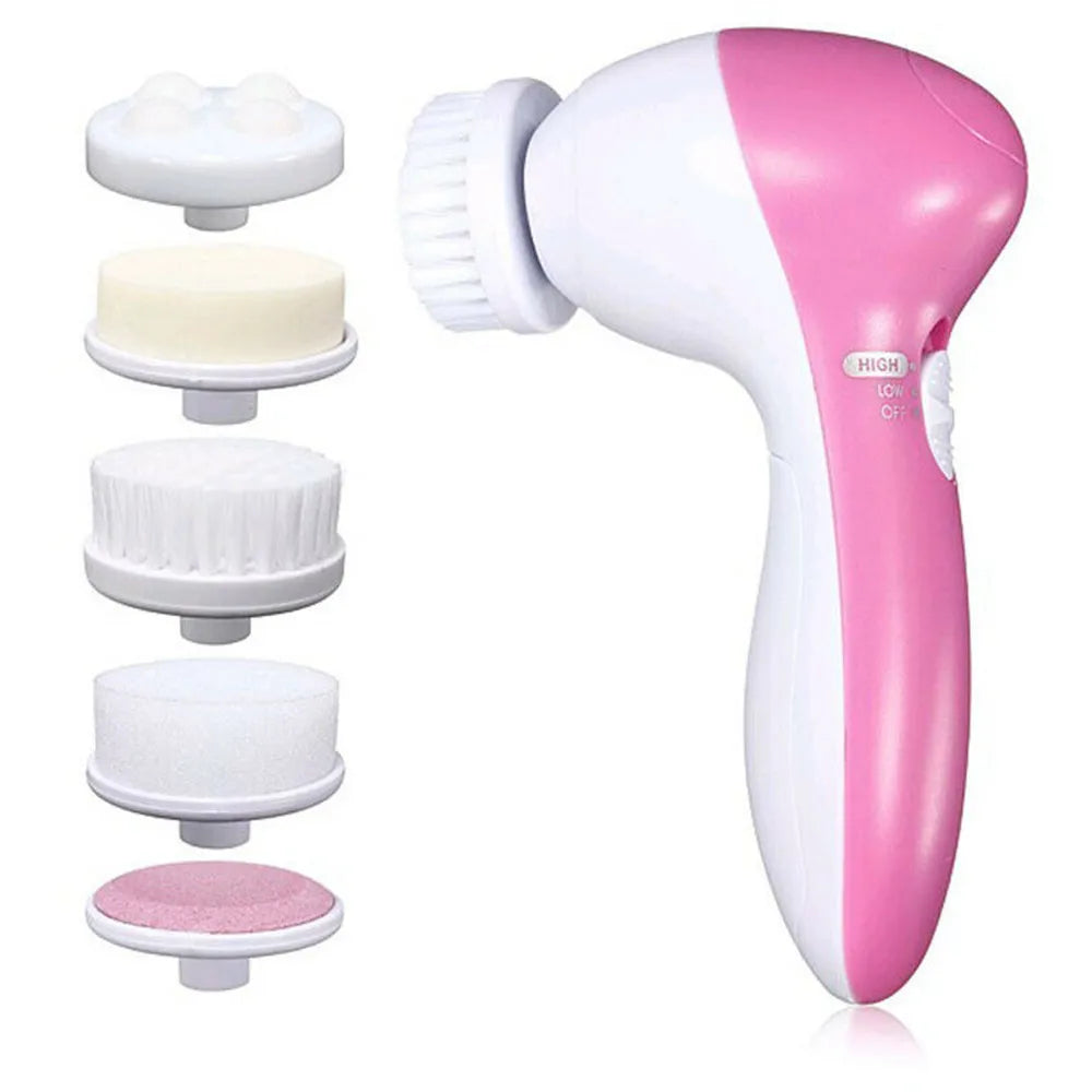 5 in 1 Electric Face Cleansing Brush  Multifunction Facial Cleanser Skin Care Massager Scrubber Exfoliator