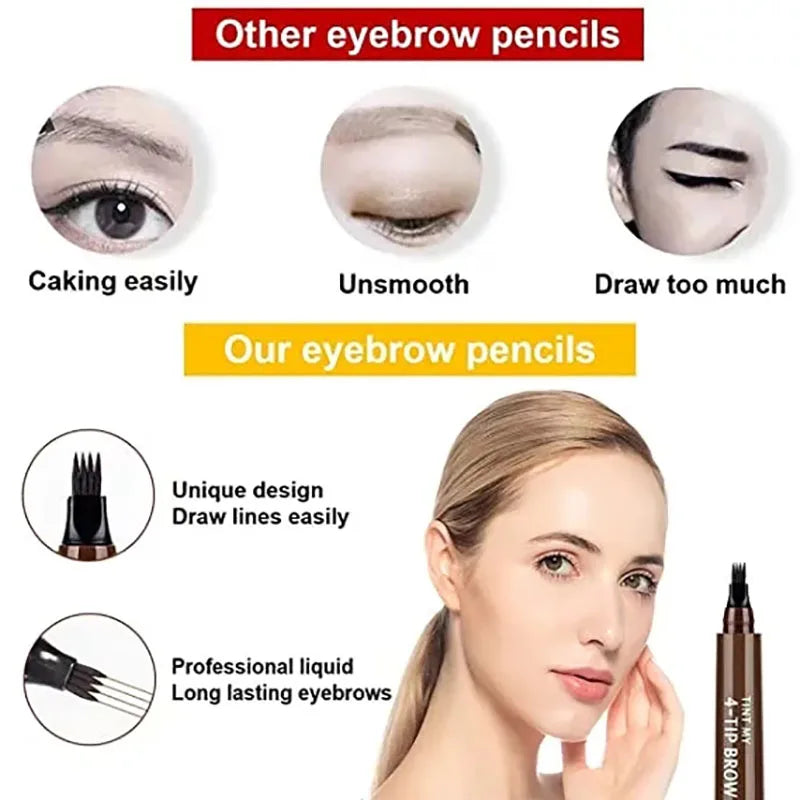 5 Colors Microblading Eyebrow Pen Waterproof Liquid Eyebrow Pencil Long Lasting Eyebrow Tattoo Pen 4 oints eyebrow pen Cosmetics