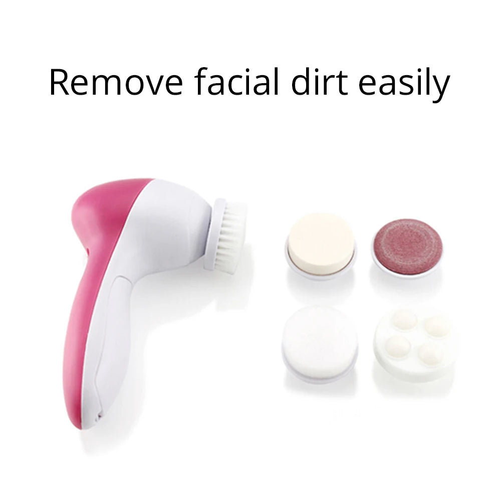 5 in 1 Electric Face Cleansing Brush  Multifunction Facial Cleanser Skin Care Massager Scrubber Exfoliator