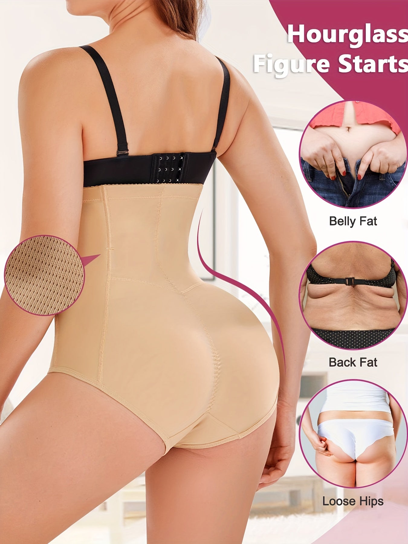 High Waist Shaping Panties, Tummy Control Compression Zipper Panties To Lift & Shape Buttocks, Women's Underwear & Shapewear