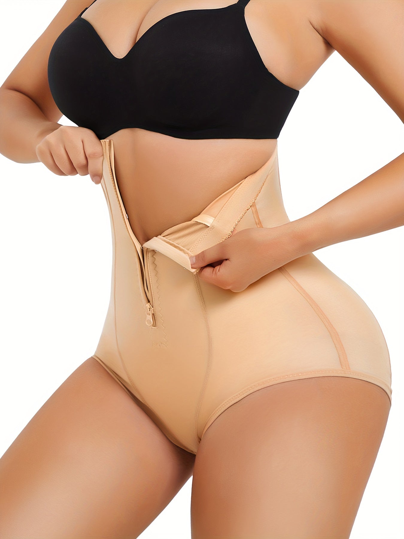 High Waist Shaping Panties, Tummy Control Compression Zipper Panties To Lift & Shape Buttocks, Women's Underwear & Shapewear