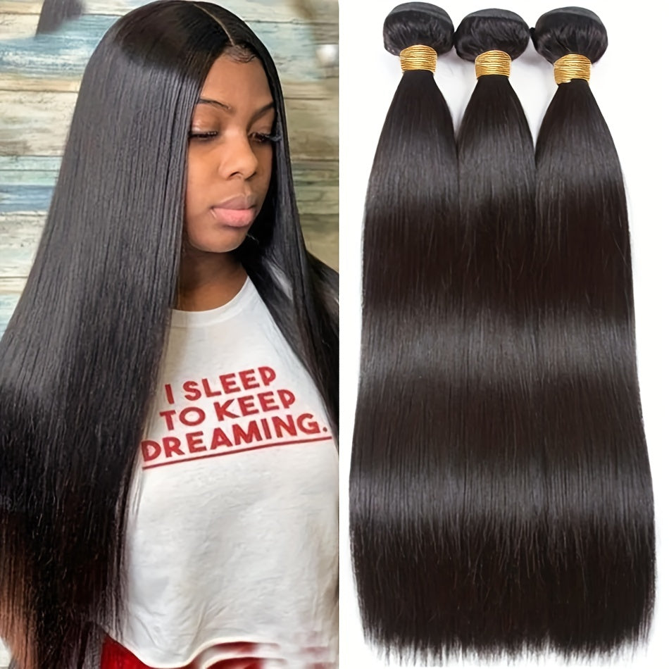 3 Bundles Straight Hair Bundles 3 Pieces 100% Human Hair Extensions For Women 10-40 Inch Straight Human Hair Bundles Weavings