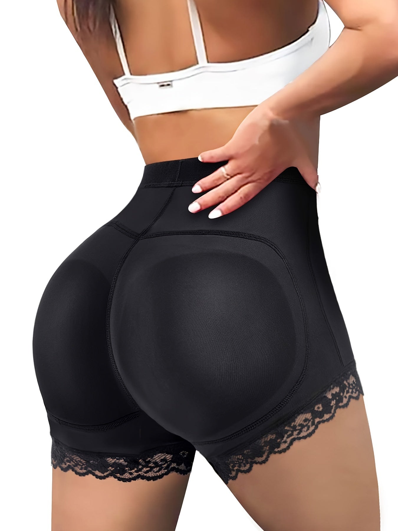 Women's Butt Lifting Tummy Control Briefs, High Waist  Stretch Lace Body Shaper Slimming Shorts