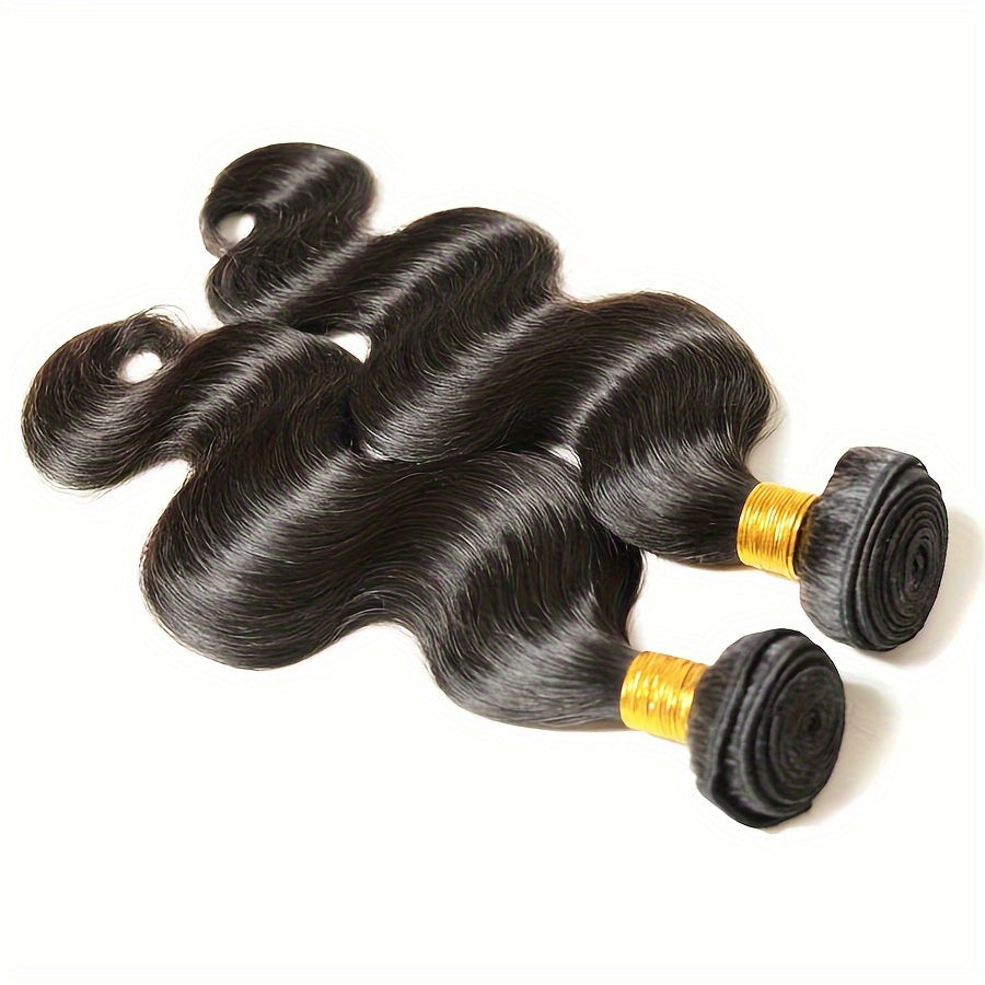 1pcs Natural Black Brazilian Body Wave Human Hair Bundles - 10-30 Inches - Long-Lasting Weave Extensions for Stunning Style and Volume