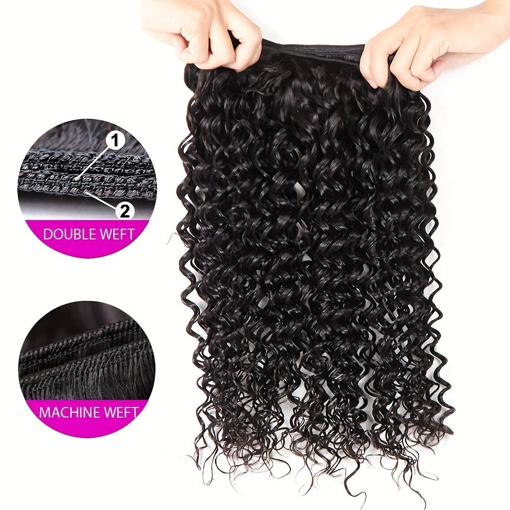 Water Wave Human Hair Bundles With Closure Brazilian Virgin Hair Weaves(24 26 28+20) Closure And Bundles Wet And Wavy Human Hair 3 Bundles And 4x4 Lace Closure Natural Color